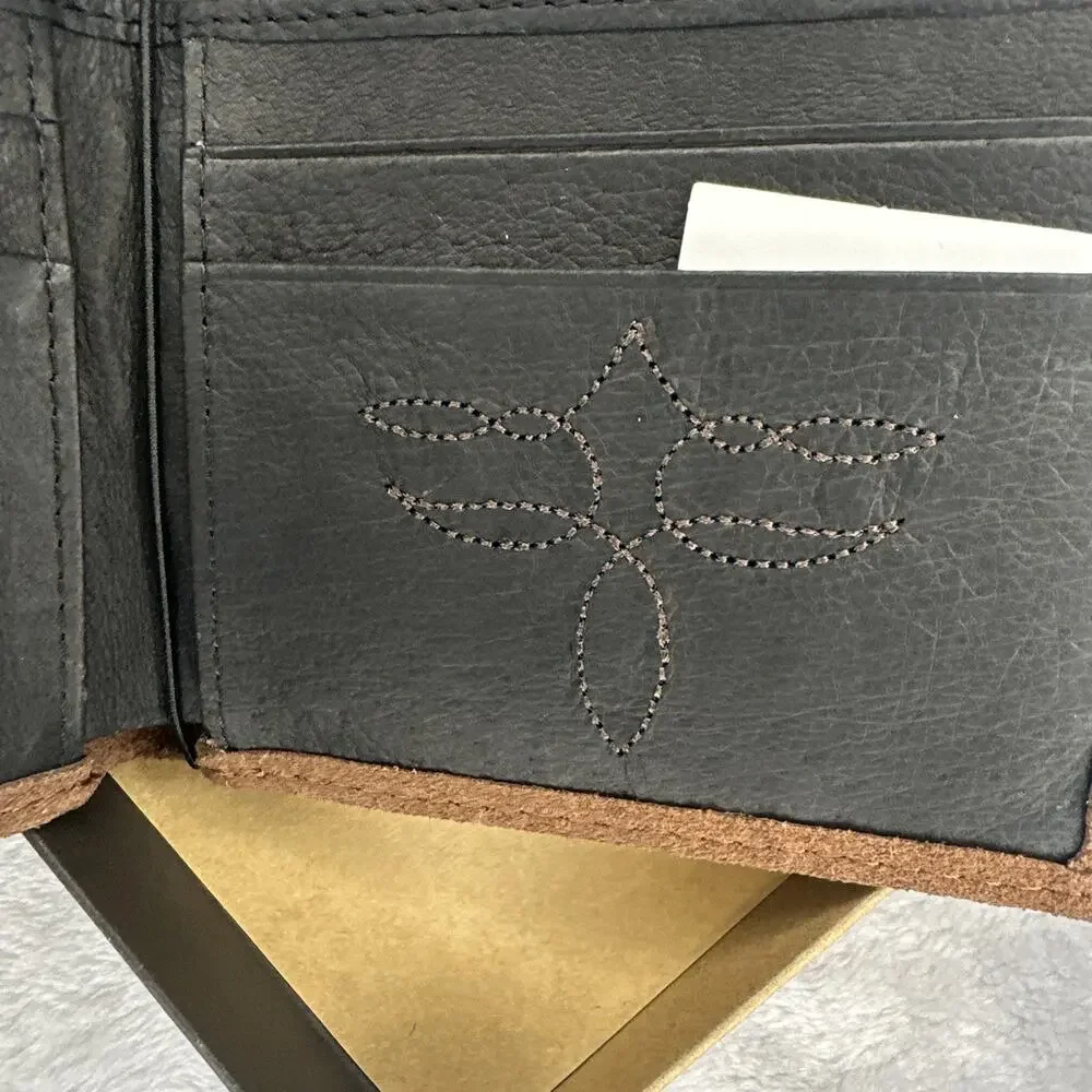Justin Men's Wallet Bifold Brown Suede Leather Roughout RFID‎ Western Aztec NEW